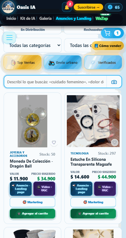 Catálogo de productos para despacho inmediato